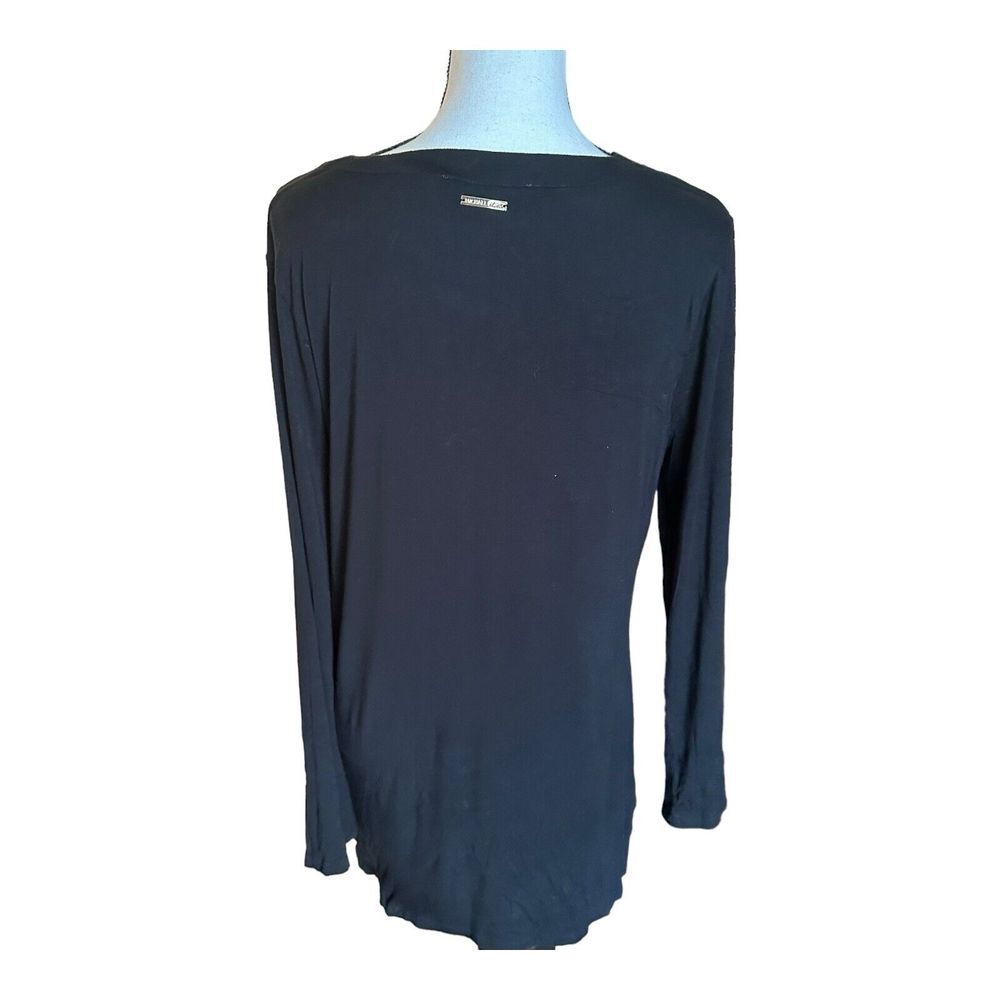 MICHAEL Michael‎ Kors Women's Black Top Blouse Gold Grommet Logo Sz Large - Picture 5 of 13